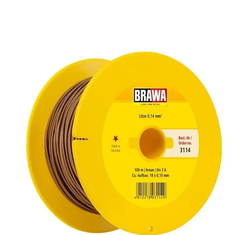 Brawa 3114 Litze 0,14 mm² braun 100m GP:0,19€/m NEU und OVP von BRAWA