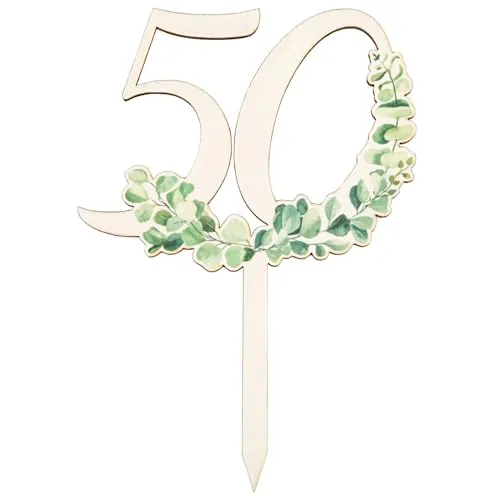 Logbuch-Verlag 50. Geburtstag Deko für Torte & Kuchen 50 Jahre Geburtstagsfeier goldene Hochzeit Tortendeko Caketopper Eukalyptus 18 x 12 cm