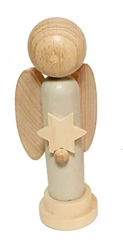 Hess Holzspielzeug 40042 - Engelsfigur aus Holz, mit Herz, weiß bemalt, ca. 12 cm, hergestellt im Erzgebirge, als Geschenkidee, Dekoration und für Engelsliebhaber