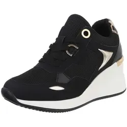 Ital Design Damenschuhe Freizeitschuhe Sneakers Low 805 - Damen-Sneaker aus Kunstleder in Schwarz Weiß, bequem und stylisch für jeden Anlass, Größe 39