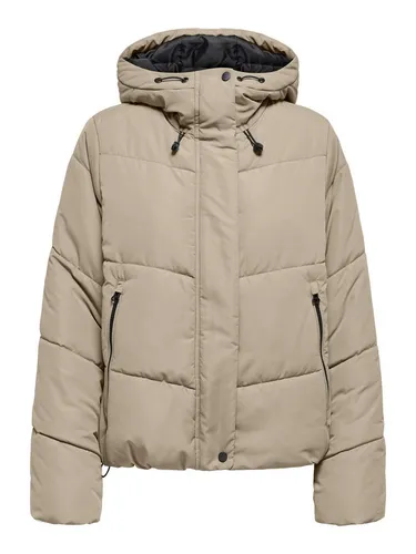 ONLY Damen Onlmaggi Life Short Puffer Cc OTW, Silver Mink, m - Funktionsjacken, stylische und hochgeschlossene Jacke für Jugendliche, ideal für kalte Tage.