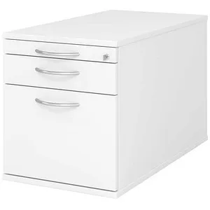 Hammerbacher Rollcontainer 80cm - Weiß mit Zentralverriegelung - Büroschrank mit 1 Schub und Hängekorb, ideal für Ordnung im Büro. Robuste Konstruktion mit 25kg belastbarer ORGA-Schublade und praktischer Auszugsperre.