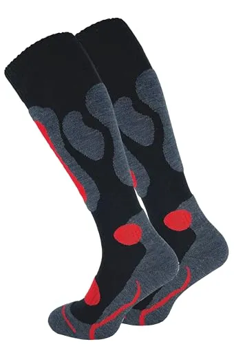 Cotton Prime 2 Paar Skisocken für Damen & Herren - Warme Ski Socken, Thermo Winterstrümpfe mit Polsterung, Kniestrümpfe, Skistrümpfe für Winter, Snowboarding, marine/rot, Gr. 43-46