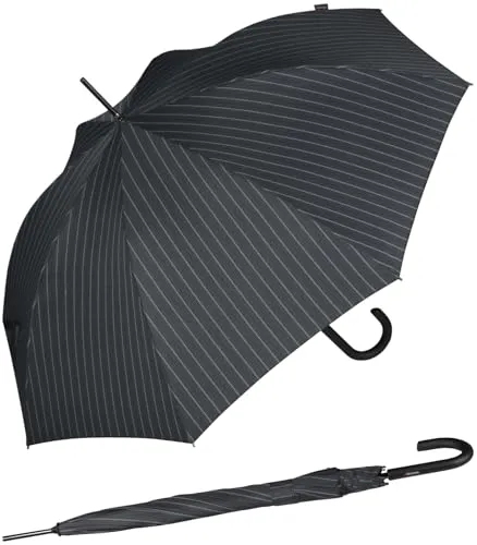 Knirps Herren Stockschirm T.760 Automatik - Stripe - Hochwertiger Stockschirm für Herren mit Automatikfunktion, leicht und stabil, ideal für jede Witterung. Das große Dach bietet optimalen Schutz und der Rundhakengriff sorgt für angenehmen Halt.