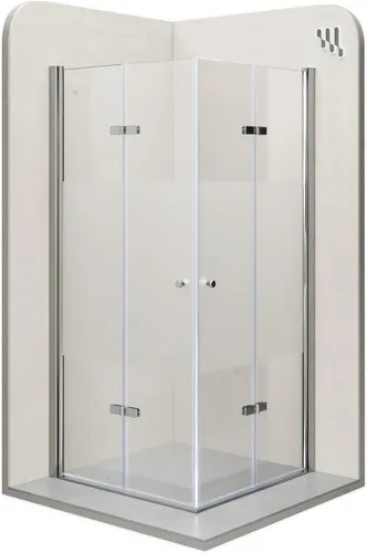 i-flair Eckdusche Falttür Duschkabine EMMA - 70x70 cm aus 6 mm Sicherheitsglas - Elegante Duschkabine EMMA mit hochwertigen Aluminiumprofilen in silber. Ideal für kleine Badezimmer dank platzsparender Falttechnik und breitem Einstieg. Robustes, teilsatiniertes Sicherheitsglas sorgt für Sicherheit und Stil.