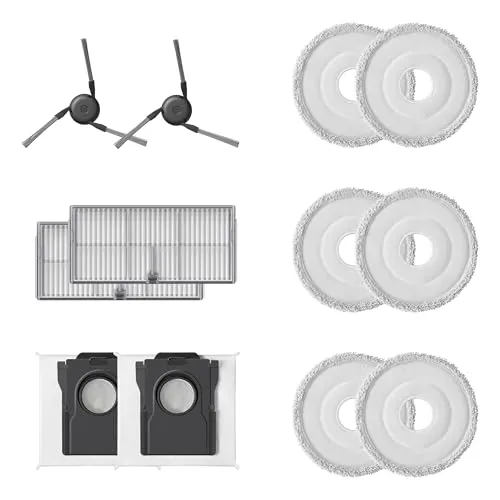 Mova P50ProUltra/P50Ultra Zubehörset - Komplettes Zubehör für Saugroboter: 2 Seitenbürsten, 2 Staubboxfilter, 2 Staubsammelbeutel und 3 Paar Wischtücher für optimale Reinigung und Pflege.