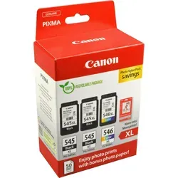 Canon PG-545XLx2 CL-546XL - 3er-Set Druckköpfe + Fotopapier, für brillante Ausdrucke und optimale Druckleistung