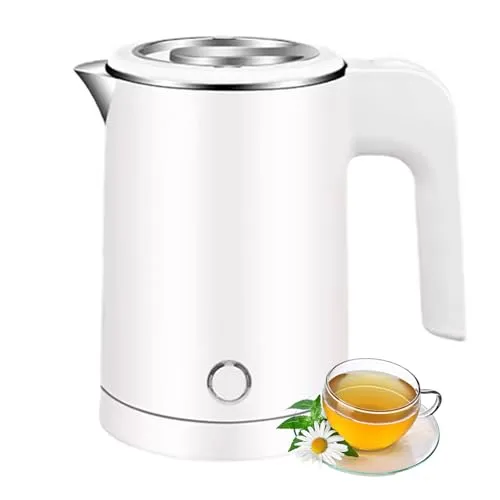 VOLTIX Elektrischer Wasserkocher aus Edelstahl, 0,5 l, 600 W, tragbar, ideal für Zuhause, Büro und Reisen, BPA-frei (weiß)