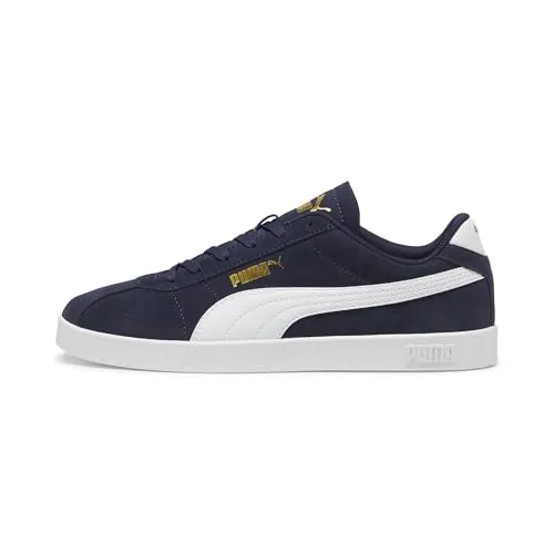 PUMA Unisex Club II Sneaker, Navy White Gold, 38.5 EU - Damen-Sneaker mit recyceltem Obermaterial und SOFTFOAM+ Innensohle für höchsten Komfort. Perfekt für einen stylischen Terrace Look.