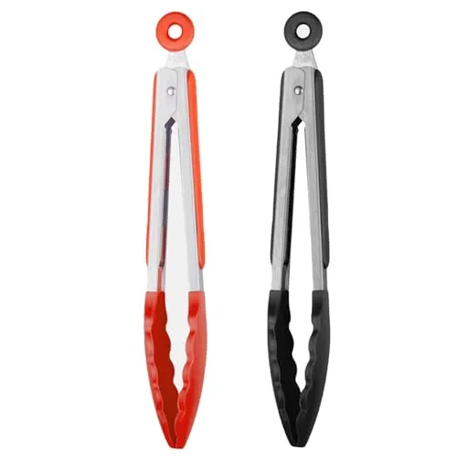 Stüick Küchenzange mit Hitzebeständigem Silikongriff, Zange Küche, Verdickter Edelstahl und BPA-freie Silikonspitzen, Kochzange, Grillzange Silikon, Fleischzange Ideal zum Kochen und Grillen, 24 cm 2