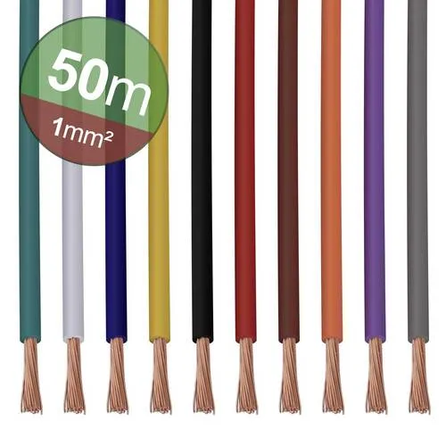 QUADRIOS Kupferlitzen-Set 50 Meter - 10 Farben für Elektronik & KFZ - Elektrische Leitungen mit 10 Farben für einfache Identifizierung und Farbcodierung. Ideal für Prototyping und Reparaturen, 1,0 mm² Querschnitt für konsistente Leistung.