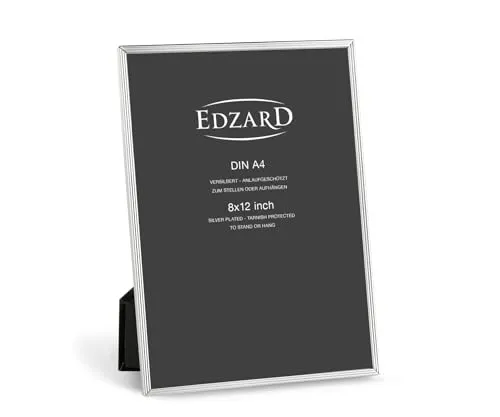 EDZARD Bilderrahmen Simone 21 x 30 cm - Edel Versilbert - Wand- & Tischbilderrahmen aus versilbertem Material mit Anlaufschutz, pflegeleicht und ideal für Geschenke zu verschiedenen Anlässen. Variabel aufstellbar im Hoch- und Querformat.