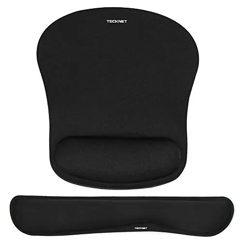 TECKNET Mauspad mit Handauflage, Ergonomische Memory Foam Tastatur Handgelenkauflage mit Mauspad 2-in-1, Löst Handgelenkschmerzen, Wasserdicht Komfort für Büro/Home, Alle Maus Tastatur, Laptop