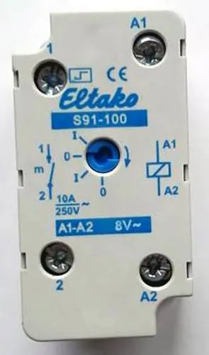 Eltako Stromstoß-Schalter S91-100-8VAC - Sonstige Elektroinstallationsartikel, vielseitig einsetzbares Schaltrelais mit Handbetätigung und Schaltstellungsanzeige für zuverlässige Steuerung.