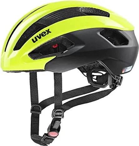 Uvex Rise CC Rennrad-Helm neon yellow-black 52-56 cm - Fahrradhelme mit optimaler Belüftung und sicherem Sitz, ideal für Rennradfahrer, die Sichtbarkeit und Sicherheit schätzen.
