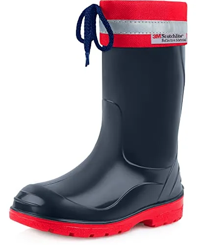 Ladeheid Kinder Gummistiefel mit Stulpe LA-972 (Dunkelblau/Rot, 29 EU) - Wasserdichte Gummistiefel für Kinder mit flexibler Manschette, ideal für Spaziergänge bei jedem Wetter und leicht zu reinigen.