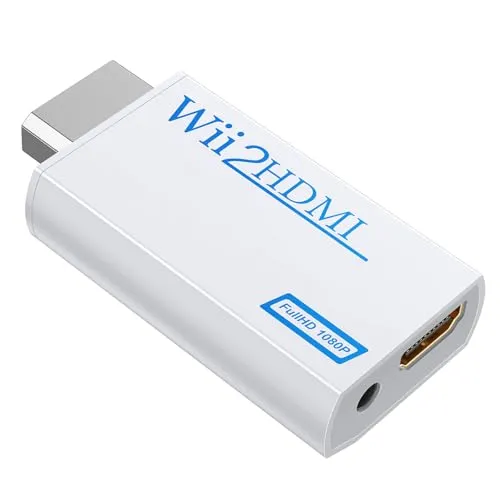 GANA Wii zu HDMI Adapter, 720/1080P HD Converter mit 3,5mm Audioausgang für Wii Monitor Beamer Fernseher