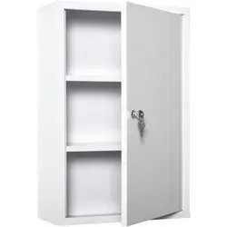 kleankin Medizinschrank 40 x 18 x 60 cm - weiß - Bad-Hängeschrank mit sicherem Schloss, ideal für Haushalte mit Kindern und Haustieren. Robuste Stahlkonstruktion sorgt für Langlebigkeit und Rostbeständigkeit.