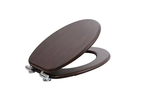 sanicomfort WC Sitz Wood dark mit Absenkautomatik - Hochwertiger WC-Sitz aus MDF mit Soft-Close-Funktion für geräuschloses Schließen. Ideal für Familien und einfache Montage auf gängigen Toiletten.