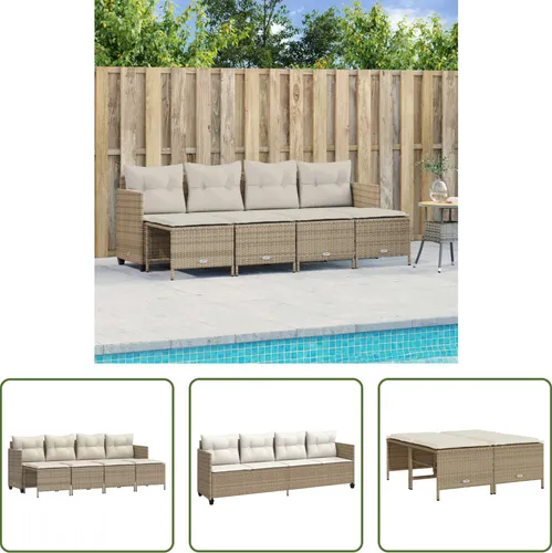 The Living Store 5-tlg. Garten-Sofagarnitur Beige mit Kissen