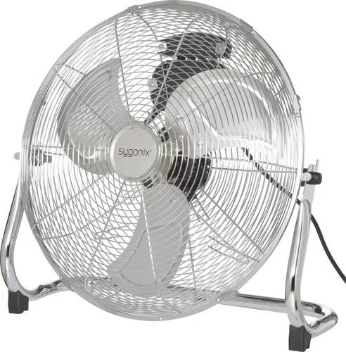 Sygonix Bodenventilator 70 W Chrom - Kompakter Bodenventilator mit 3 Geschwindigkeitsstufen für optimalen Luftaustausch. Ideal für den Einsatz zu Hause oder im Büro, sorgt für frische Luft an heißen Tagen.