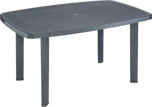 Multistore 2002 Robuster Gartentisch 138x87cm - Beistelltisch aus hochwertigem Vollkunststoff, ideal für Garten und Camping. Mit Sonnenschirmöffnung und hoher Belastbarkeit von 65kg.