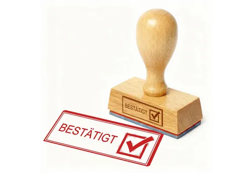 Dekolando Stempel Bürostempel BESTÄTIGT Checkbox Stempel – Holzstempel 48x18 mm für Doku