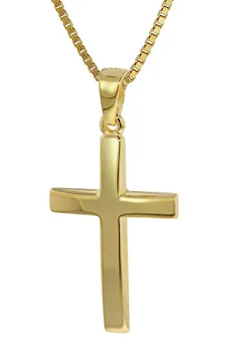 trendor Kreuz Anhänger Gold 333 mit goldplattierter Kette für Damen - Elegante Damen-Kette mit zeitlosem Kreuz-Anhänger aus 333 Gold. Inklusive goldplattierter Venezianer-Halskette, perfekt als Geschenk für besondere Anlässe.