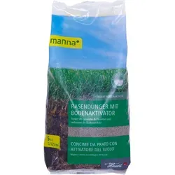 Manna Rasendünger mit Bodenaktivator 5 kg - Dünger für gesunde Rasenflächen, fördert Bodenaktivitäten und verbessert die Bodenstruktur für optimale Wachstumsbedingungen.