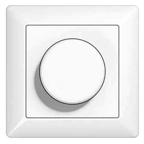 EBROM/JUNG Komplettset LED Drehdimmer 1001 Mit Jung Rahmen AS581WW Und Dimmerscheibe A1540WW Alpinweiß - UP Unterputz Dimmer - Phasenabschnitt, 5-150 Watt, Dimmbare Halogen 15-400 W/VA