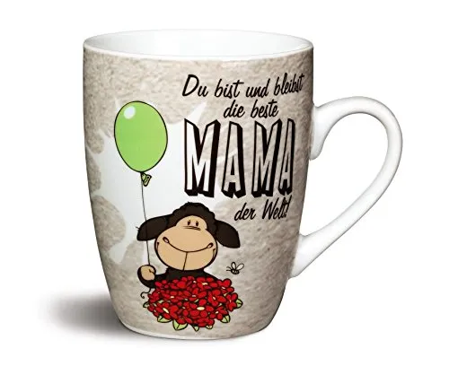 Nici 40008 Fancy Mugs Tasse Du bist und bleibst die Beste Mama der Welt, Porzellan, beige