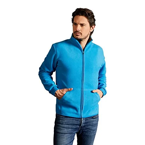 Doppel-Fleece Jacke Herren, Türkis - Hellgrau, XL