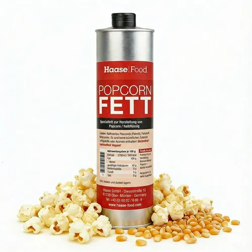 Haase Food Popcornfett halbflüssig 1 L – Für klassisches Kino-Popcorn
