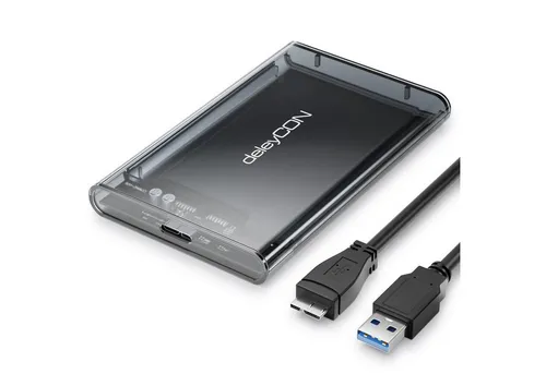deleyCON Festplatten-Gehäuse deleyCON Festplattengehäuse 2,5“ HDD SSD 7mm 9,5mm Micro-USB