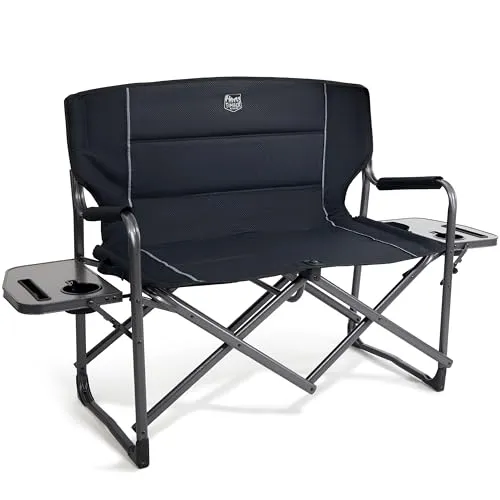 TIMBER RIDGE Campingstuhl Faltbar für 2 Personen Regiestuhl klappbar 300KG Belastbar Angelstuhl Klappstuhl XXL 2-Sitzer mit Seitentisch für Picknick Camp Festival Turnier