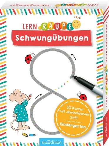 Lernraupe – Schwungübungen: 50 Karten mit abwischbarem Stift | Übungen für Kindergartenkinder