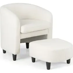 COSTWAY Moderner runder Sessel mit Fußstütze in Beige von Costway