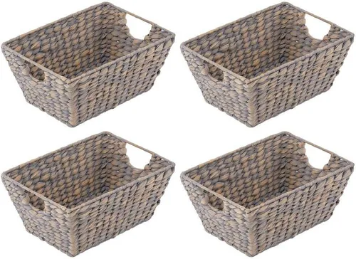 mDesign Aufbewahrungssystem mDesign Flechtkorb Aufbewahrungskorb Wasserhyazinthe 4er Set Grau
