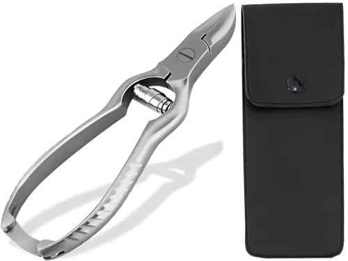 Nagelzange Fußnagelzange Nagelschere Edelstahl Rostfrei Gebogene Schnittfläche Fußpflege Nagelschneider Nagelknipser für die Maniküre und Pediküre 14 cm inkl. Etui