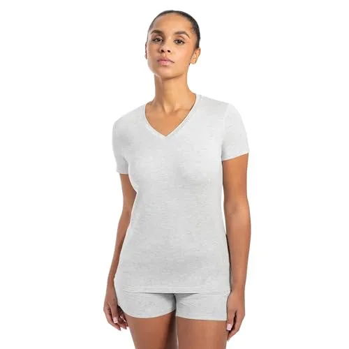 SMILODOX T-Shirt Damen NELA, Shaped Fit, Kurzarm V-Neck Shirt, Sport Oberteil aus weichem, Sporttop mit optimaler Passform, Sportshirt ideal für Freizeit, Sport, Alltag & Yoga
