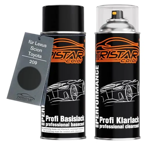 TRISTARcolor Autolack Spraydosen Set für Lexus/Scion/Toyota 209 Eclipse Black Metallic Basislack Klarlack Sprühdose 400ml