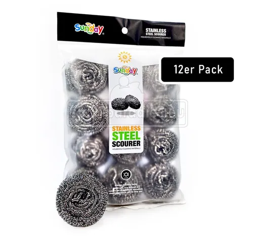 Reinigungsschwamm Edelstahlspiral-Topfkratzer & Scheuerschwamm, 12er Pack