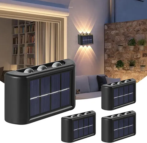 4er Pack Solar Wandleuchten, Solarleuchten für Garten im Freien, Solar LED Up