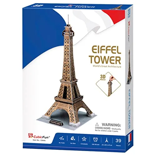 Party town, World Brands C044H Puzzle Paris, Eiffelturm, Erwachsene und 3D-Puzzle, für Kinder, Blau