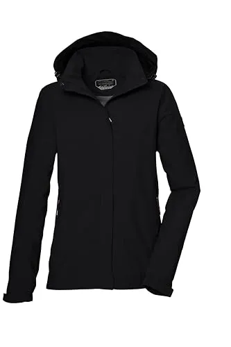 Killtec Outdoorjacke KOS 51 WMN JCKT - Funktionsjacke für Damen, wasserdicht und atmungsaktiv, ideal für Outdoor-Aktivitäten mit verstellbarer, abnehmbarer Kapuze in elegantem Schwarz.