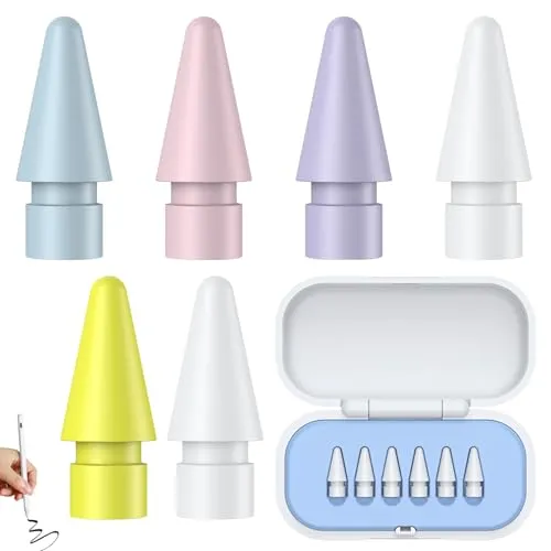 BEKKLPOU 6 Stylus Pen Spitzen, Ersatzspitzen Hochempfindlicher Spitze Hochempfindliche Pencil Tips Verschleißfest (Blaues Farbset)