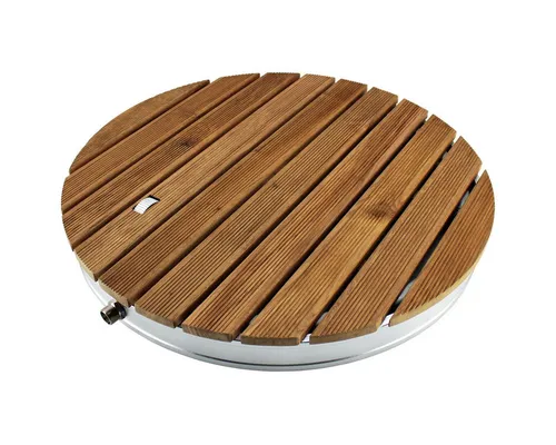 @tec Gartendusche aus Teak-Holz - Mobile Bodendusche mit 18 Wasserdüsen für erfrischenden Wasser-Spaß im Garten, ideal für heiße Sommertage und einfach zu bedienen.