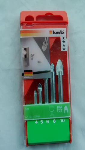 KWB Glas / Fliesen / Keramik / Bohrer Set 4,5,6,8,10 mm / 5-Teilig