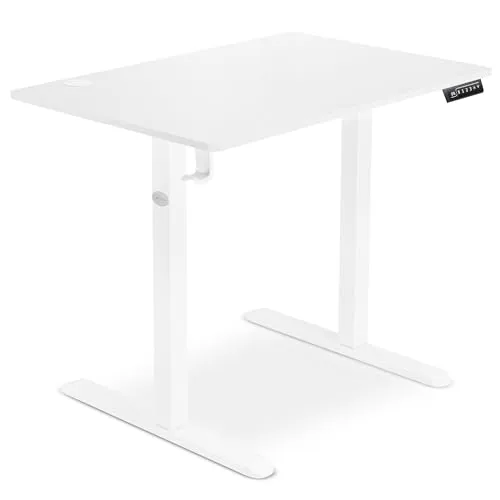 di volio Schreibtisch BARGA höhenverstellbar elektrisch 88x60 cm – ergonomischer Bürotisch, platzsparender Stehtisch mit Memory-Funktion (Weiß)