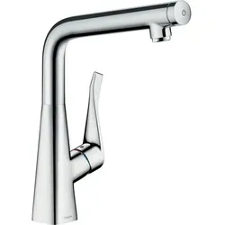 hansgrohe Metris Select 320 Küchenarmatur - Armaturen mit schwenkbarem Auslauf, einstellbarer Schwenkbereich und komfortablem Select-Knopf für einfaches An- und Abstellen des Wasserstrahls.